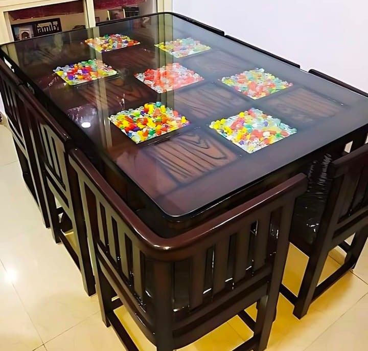 8 seater glass top dining set