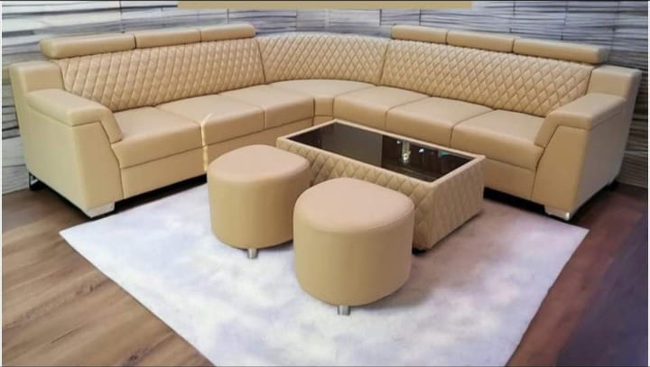 Beige corner sofa set