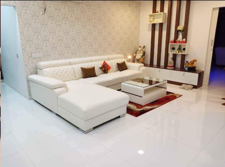 White L-shape sofa in a modern home