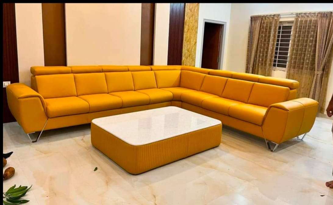 Mustard yellow corner sofa set