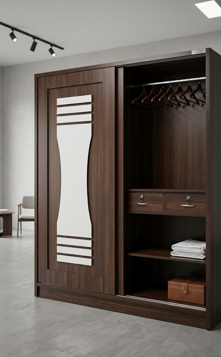Modern sliding wooden wardrobe
